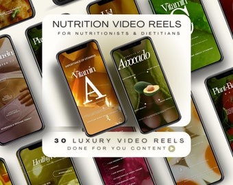 Ernährungscoach Video Reels: Luxus Social Media Vorlagen (Canva bearbeitbar, digitaler Download)