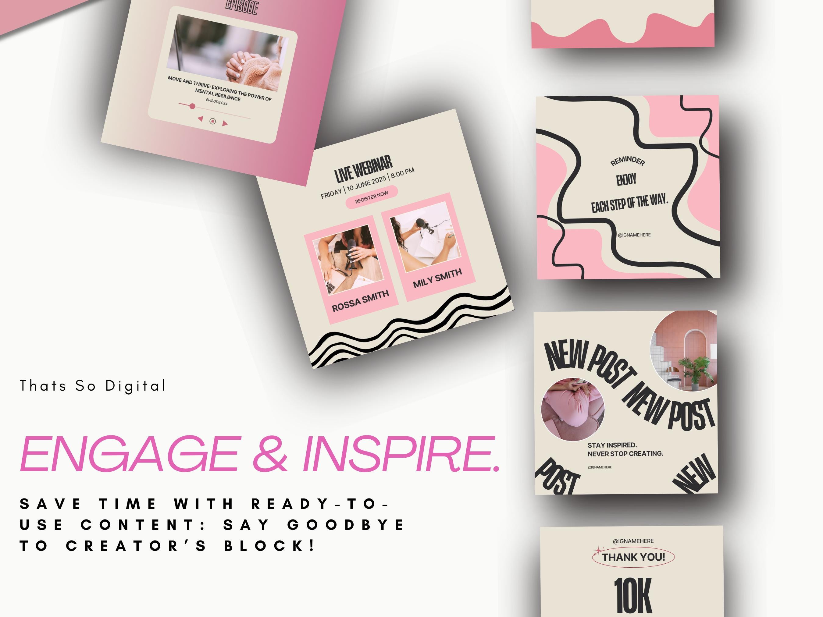 Pink Instagram Post Templates: Canva Social Media Stories (digital ...
