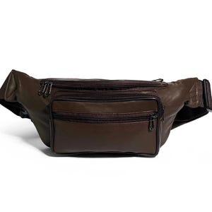 Magväska i äkta läder — Handgjord unisex midjeväska/crossbody — Justerbar rem, midjeficka för resan. bild 1