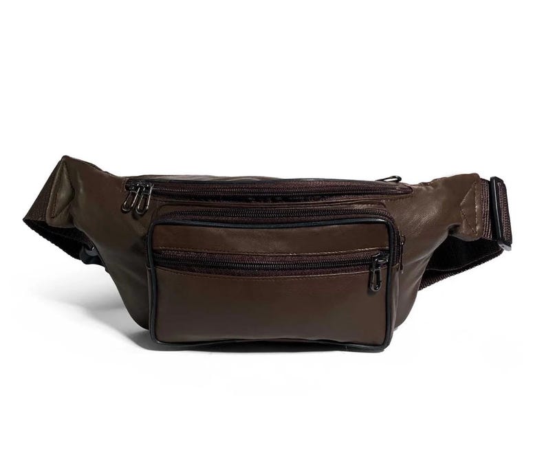 Magväska i äkta läder — Handgjord unisex midjeväska/crossbody — Justerbar rem, midjeficka för resan. bild 1