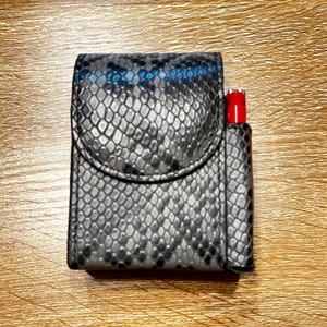 Handmade Leather Cigarette Case with Lighter Pocket | Magnetic Closure Shorts Cigarette Holder | Python Texture Cow Leather Case