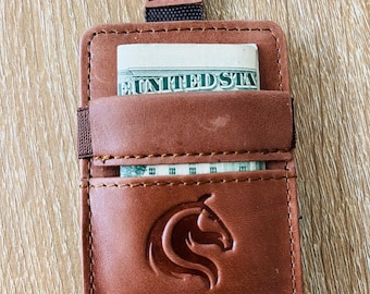 RFID Leather Wallet Men – Slim Pull Tab Smart Card Holder – Top Grain Leather – Minimalist Front Pocket Wallet – Gift for Him