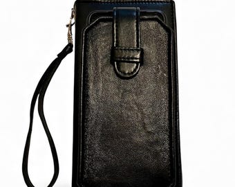 Handmade Sheep Leather Phone Wallet Wristlet – Travel Organizer- Card and Cash wallet