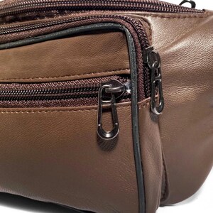 Magväska i äkta läder — Handgjord unisex midjeväska/crossbody — Justerbar rem, midjeficka för resan. bild 5