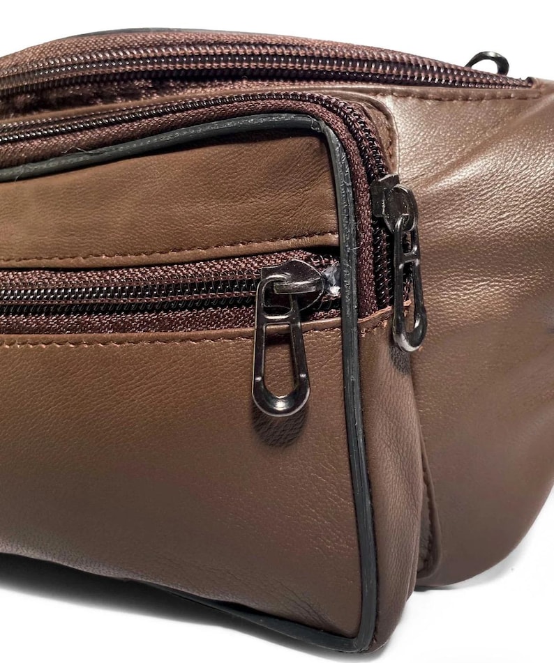 Magväska i äkta läder — Handgjord unisex midjeväska/crossbody — Justerbar rem, midjeficka för resan. bild 5