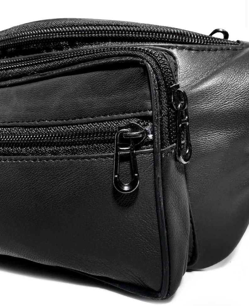Magväska i äkta läder — Handgjord unisex midjeväska/crossbody — Justerbar rem, midjeficka för resan. bild 6
