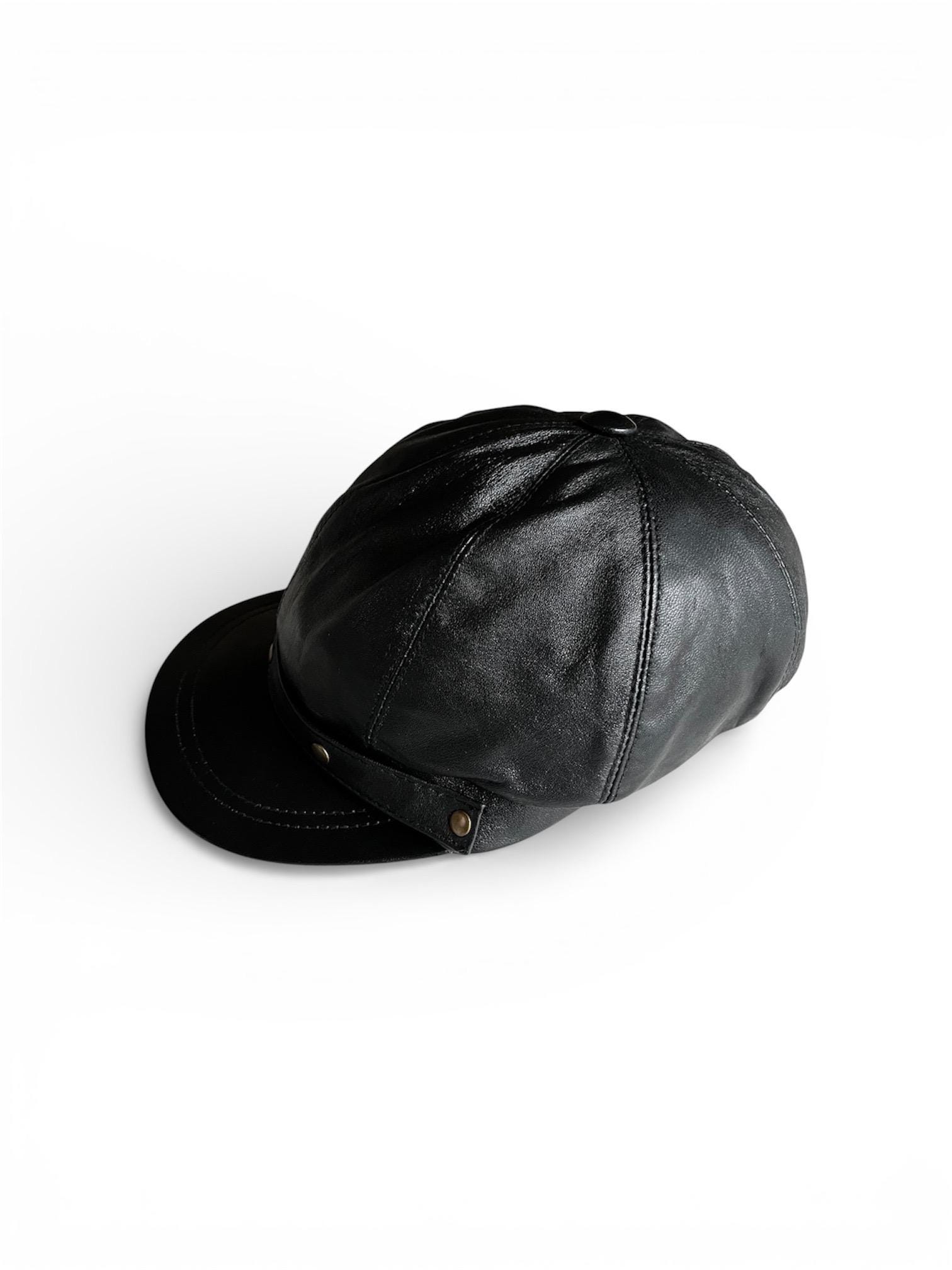 Genuine Sheepskin Leather Women\'s Newsboy Cap Adjustable Brown Leather Newsboy Hat - Baker Boy Hat - Vintage Inspired  main image 3