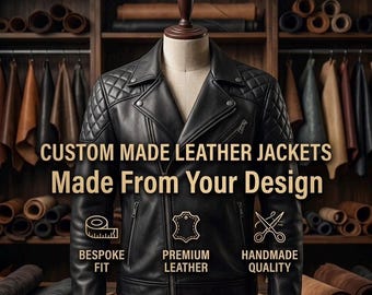 Custom Leather / Denim Jacket for Men - Made From Your Design Photo – Bespoke Handmade Genuine Leather Jacket – Custom Size & Style