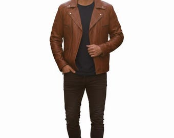 Brauner Zweireihiger Vintage Ledermantel für Herren - Klassische Retro Oberbekleidung - Handgefertigte Echtlederjacke