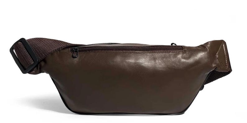 Magväska i äkta läder — Handgjord unisex midjeväska/crossbody — Justerbar rem, midjeficka för resan. bild 3