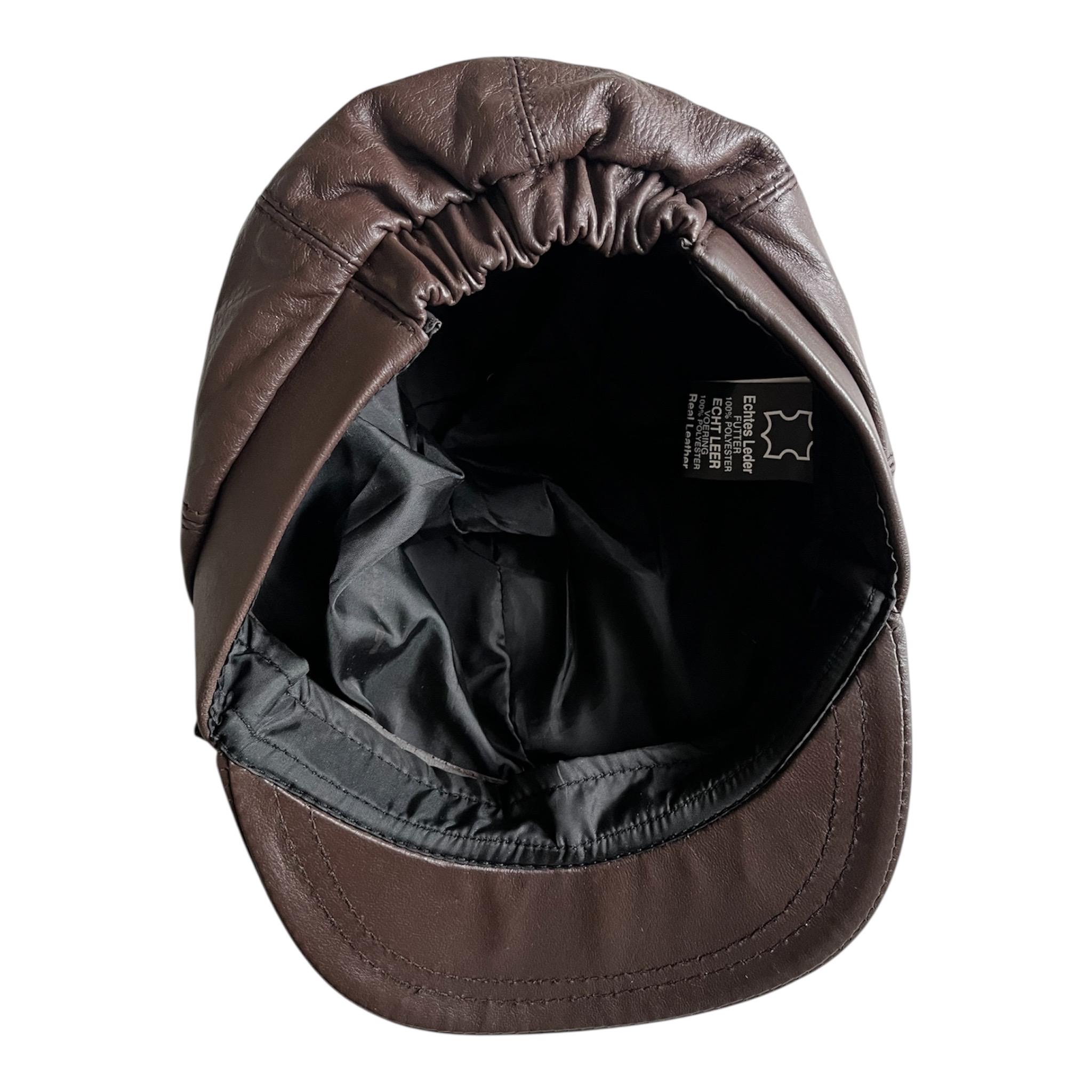 Genuine Sheepskin Leather Women\'s Newsboy Cap Adjustable Brown Leather Newsboy Hat - Baker Boy Hat - Vintage Inspired  main image 4