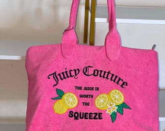 Juicy Couture Terry Cloth Daisy Pink Tote UK EXCLUSIVE