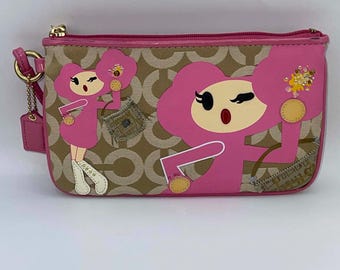 Coach Poppy Ivory Leather Eyelet Tote: Pink Sateen Lining, Silver