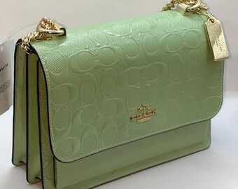 Vintage Coach 19914 Dinky Bag JADE GREEN Leather Silver Hardware