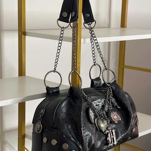 ED HARDY Black Skull Y2K Shoulder Bag Purse With Charms image 4