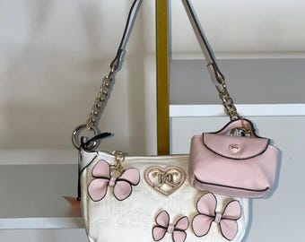 Juicy Couture Mini Floral White And Pink Shoulder Bag
