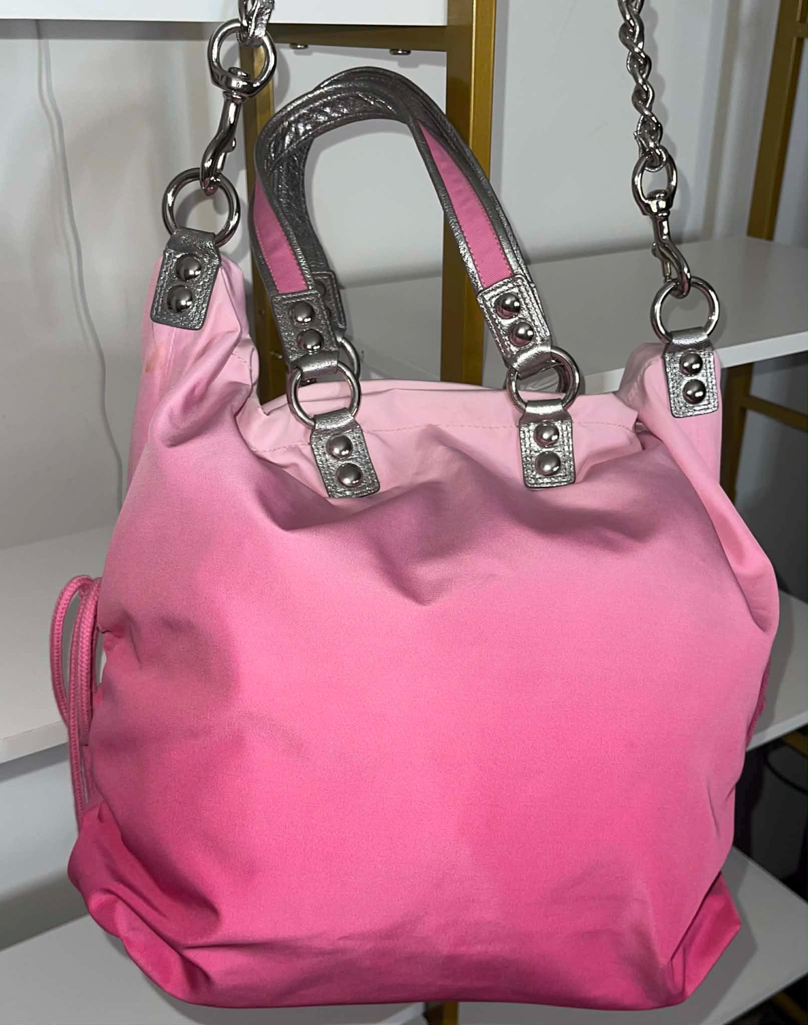 Coach Poppy PINK Ombre Storypatch Spotlight Rhinestone XL Shoulder