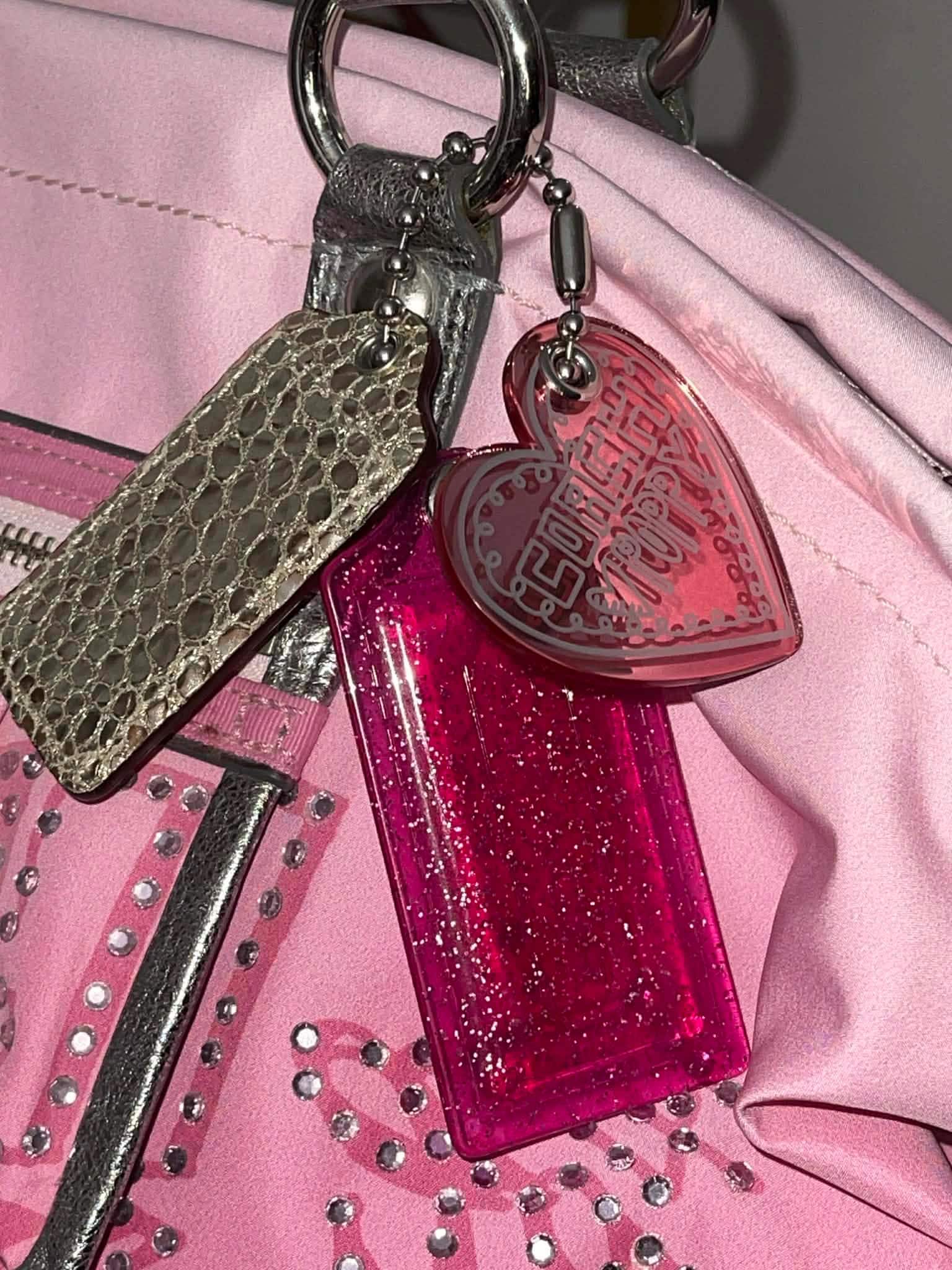 Coach Poppy PINK Ombre Storypatch Spotlight Rhinestone XL Shoulder