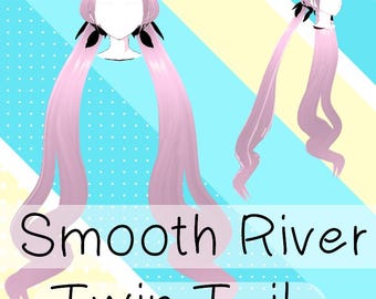 Vroid Hair Preset - Extention- Smooth River Low Twin Tail  (VRoid Customitem)