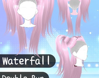 Vroid Hair Preset - Extention- Waterfall Double Bun Twin tail  (VRoid Customitem)