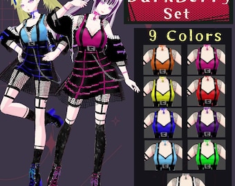 VRoid Outfit Set: Gothic Punk Hot chick Costume - Dark Berry (VRoid Customitem)