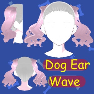 Vroid Hair Preset - Extention- Twin mid-low wave (Dog ear style)