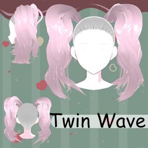 Vroid Hair Preset - Extention- Twin Fluffy wave