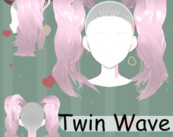 Vroid Hair Preset - Extention- Twin Fluffy wave  (VRoid Customitem)