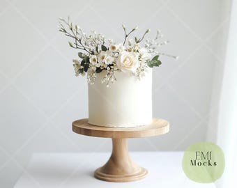 Maqueta de pastel - Maqueta de adorno de pastel - Maqueta de adorno de pastel minimalista - Maqueta de pastel blanco - Maqueta de descarga digital