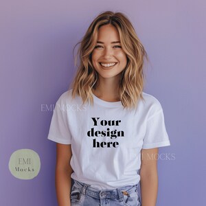 Bella Canvas White Mockup - Trendy Mock-Up, Simple Blank Tshirt Mock for Shops, Free Unisex Size Chart - T-shirt Mock Up - Mock Up