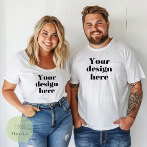 Bella Canvas White Mockup - Trendy Mock-Up, Simple Blank Tshirt Mock for Shops, Free Unisex Size Chart - T-shirt Mock Up - Mock Up