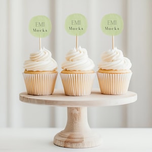 3 Cupcake Topper Mockup - Cupcake Mockup - Topper Mockup - Cerchio Topper Mockup - Digitale - Cupcake Topper vuoto - Mockup semplice