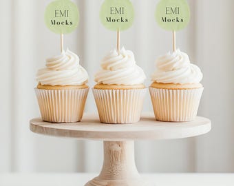 3 Cupcake Topper Mockup - Cupcake Mockup - Topper Mockup - Circle Topper Mockup - Digital - Blank Cupcake Topper - Simple Mockup