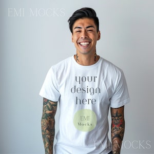 Bella Canva Men&#39;s T-shirt Mock Up - T-shirt Mock Up - Men&#39;s Shirt - Black Bella Canvas 3001 Mockup for Men High-Quality Male Shirt Mockup