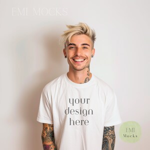 Bella Canva Men&#39;s T-shirt Mock Up - T-shirt Mock Up - Men&#39;s Shirt - Black Bella Canvas 3001 Mockup for Men High-Quality Male Shirt Mockup