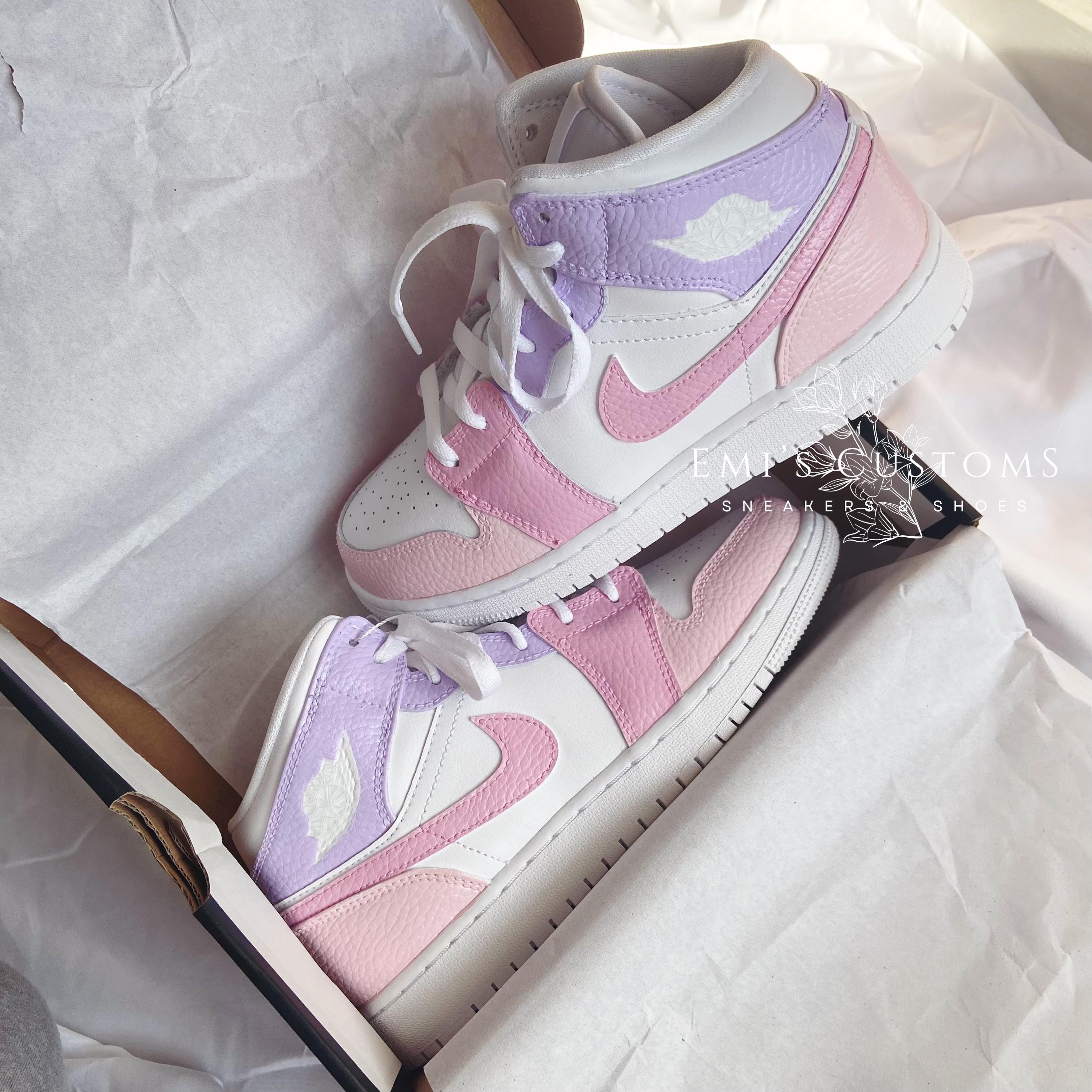 Shoes Nike Pink Air Jordan Mid Women's White Custom Nike Air
