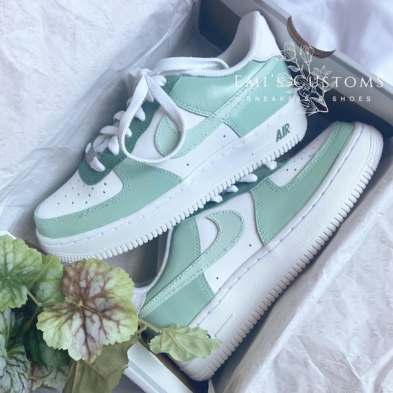 Buy Custom Nike Air Force 1 Low Sneakers Sage Green and Tan Online in India Etsy