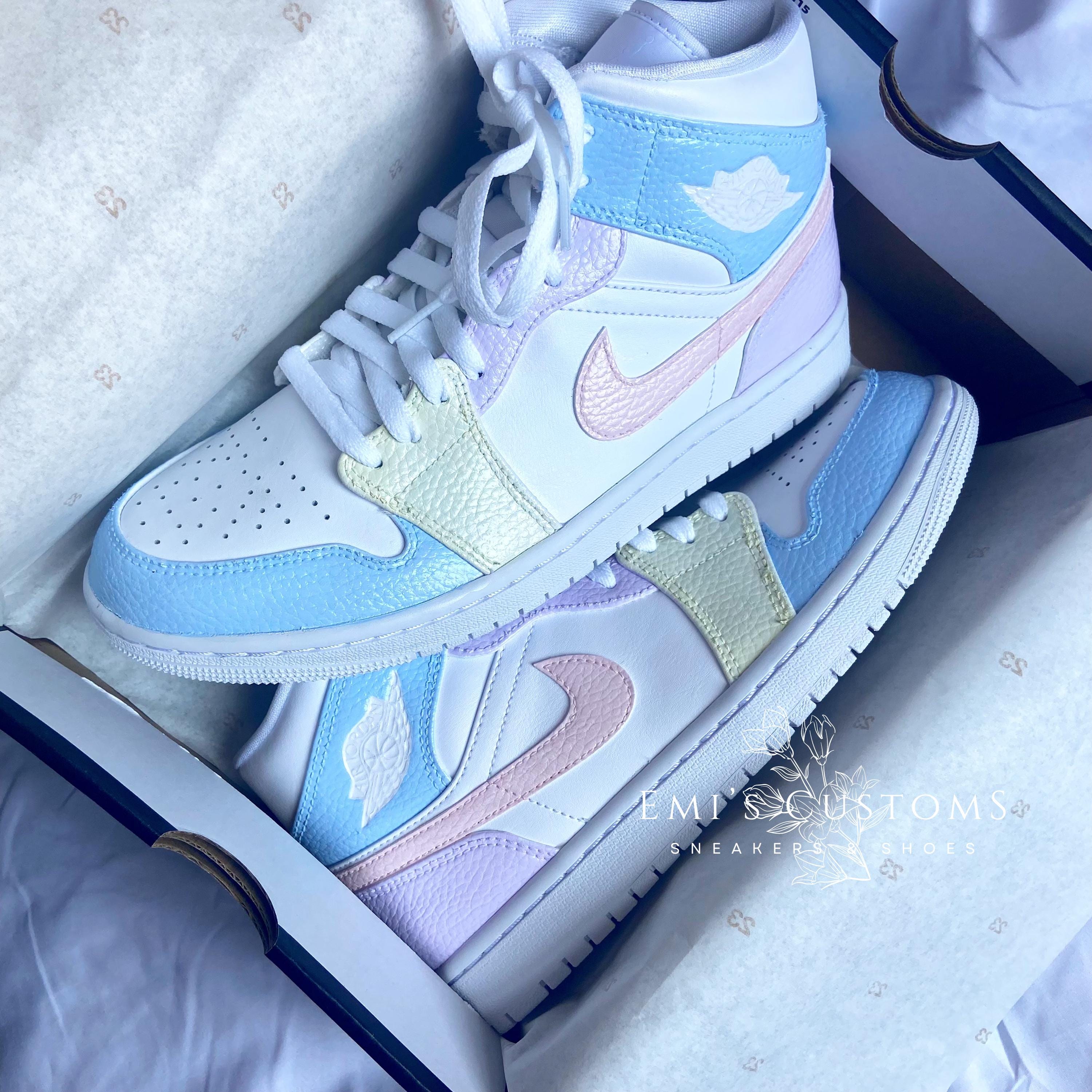 Custom Nike Air Jordan 1 Mid Sneakers - Hot Pink Block  display picture 3