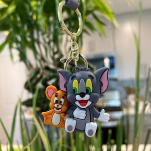 Tom and Jerry keychain cartoon character figure gift for her for him Cat and mouse
