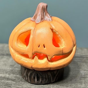 Custom Mini Jack-o-lantern with Flickering Candle