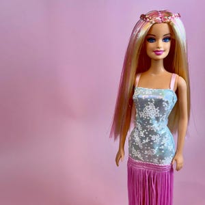 OOAK Custom 2014 Mattel Fashionista Barbie Doll - Blonde Saran & Pink Tinsel Hair Reroot