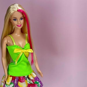 OOAK Custom Vintage 2001 Mattel Picture Pockets Barbie Doll - Partial Pink Nylon Reroot