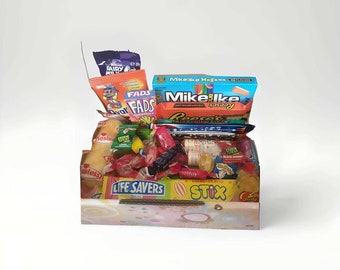 Novelty Mystery Gift Box, American, Australian Sweet & Sour Candy and Chocolates. Personalisation with card available.