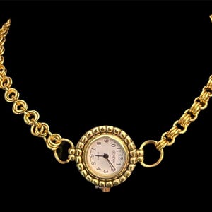 18k Gold Plated Handmade Chainmail Watch Choker Necklace