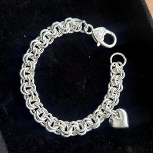 Sterling Silver Heavy Gauge Heart Chunky Chain Link Bracelet