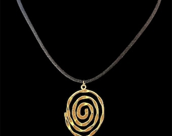 Gold Abstract Hollow Spiral Pendant Necklace Boho