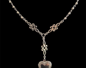 Collier Argenté Pendentif Croix Perles Multicolore - Vintage - Très Bon état
