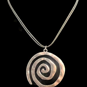 Vintage Antique Style Abstract Spiral Pendant Necklace