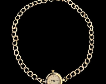 Gold Watch Clock Choker Necklace