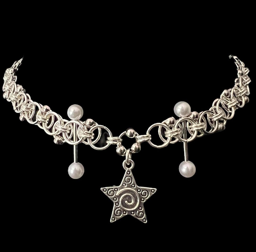 Handmade Sterling Silver Chainmail Whimsigoth Star Spial Piercing ...